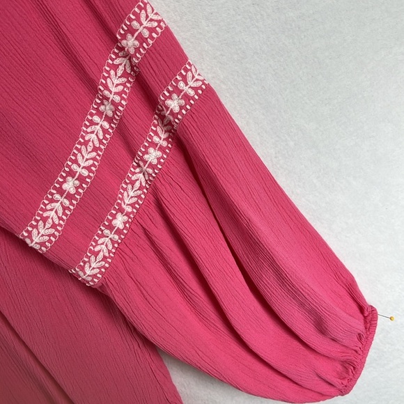 Lane Bryant Women’s Blouse Top Sz 14 Pink Boho Gypsy Peasant Rayon Like New - Picture 5 of 8